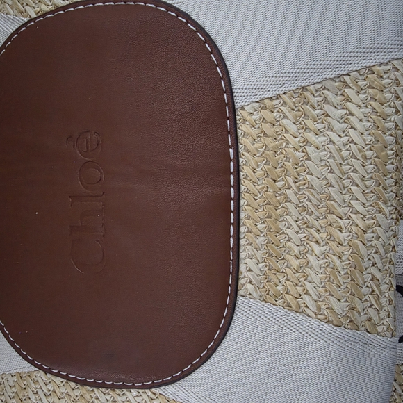 Straw Tote Bag with Leather Accent New 18W 12L New With Dust Cover - Picture 4 of 4